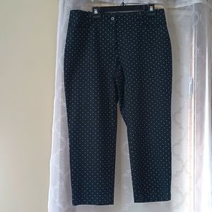 Talbot's Signature Black Cropped Pants With White Polka Dots.